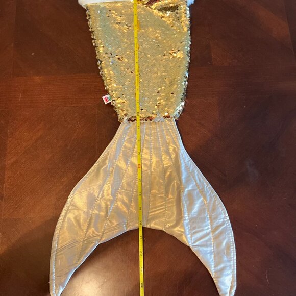 DEI Mermaid Tail Christmas Stocking Sequined Gold‎ & White Plush - Picture 3 of 3